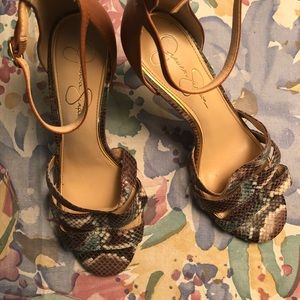 Jessica Simpson Snakeskin Strappy Heels